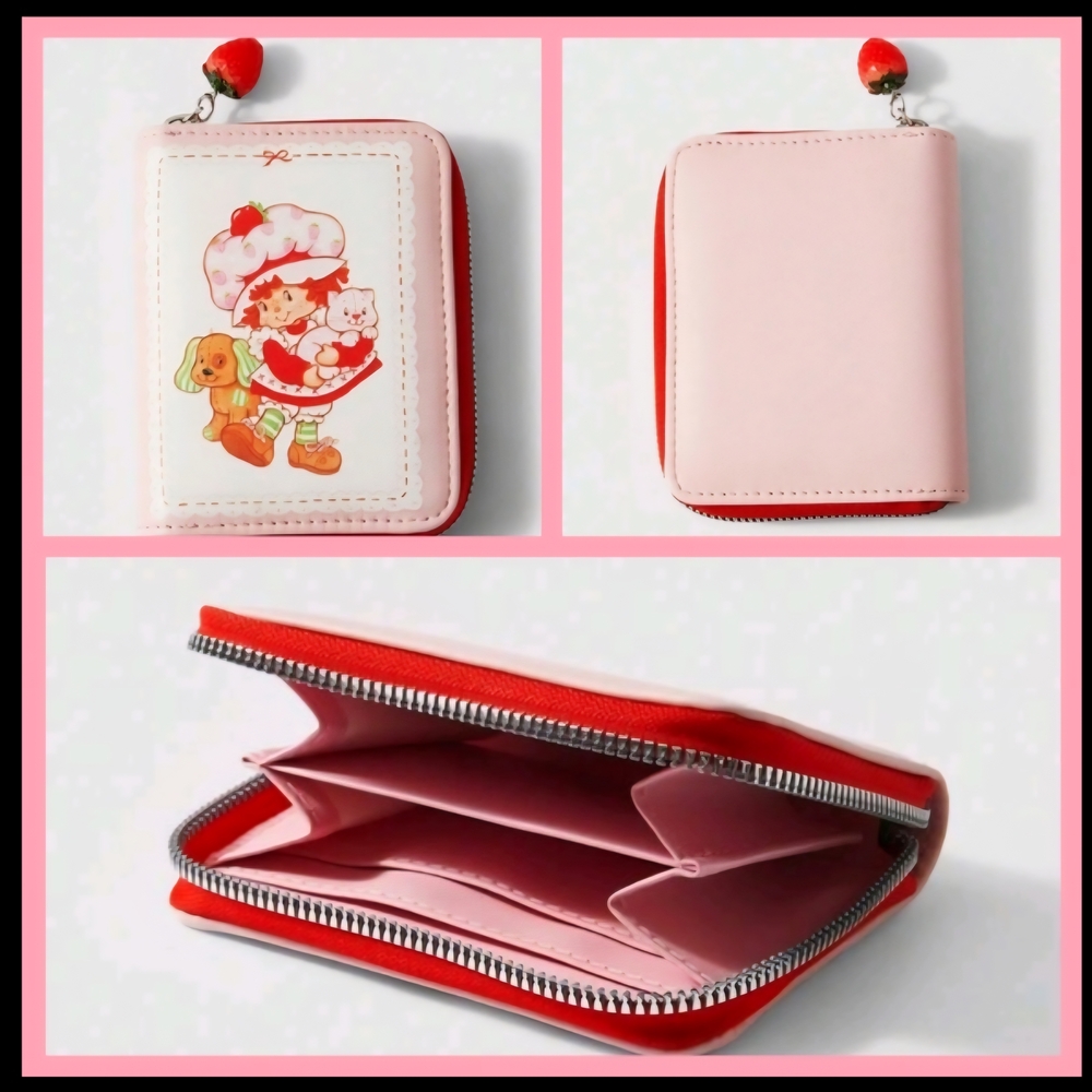 🤖♡Strawberry Shortcake Pink and Red Wallet with Strawberry Charm